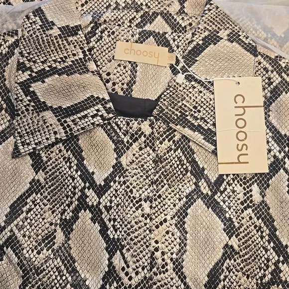 Faux Snakeskin Leather Trench Coat Duster Jacket Size: Xs - Picture 6 of 12